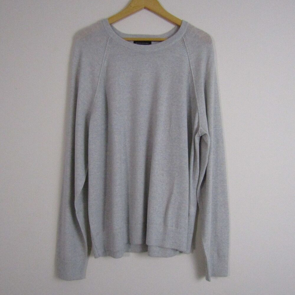 Banana Republic Men's Sweater XXL Gray Merino Wool Capsule Wardrobe Classic Prep